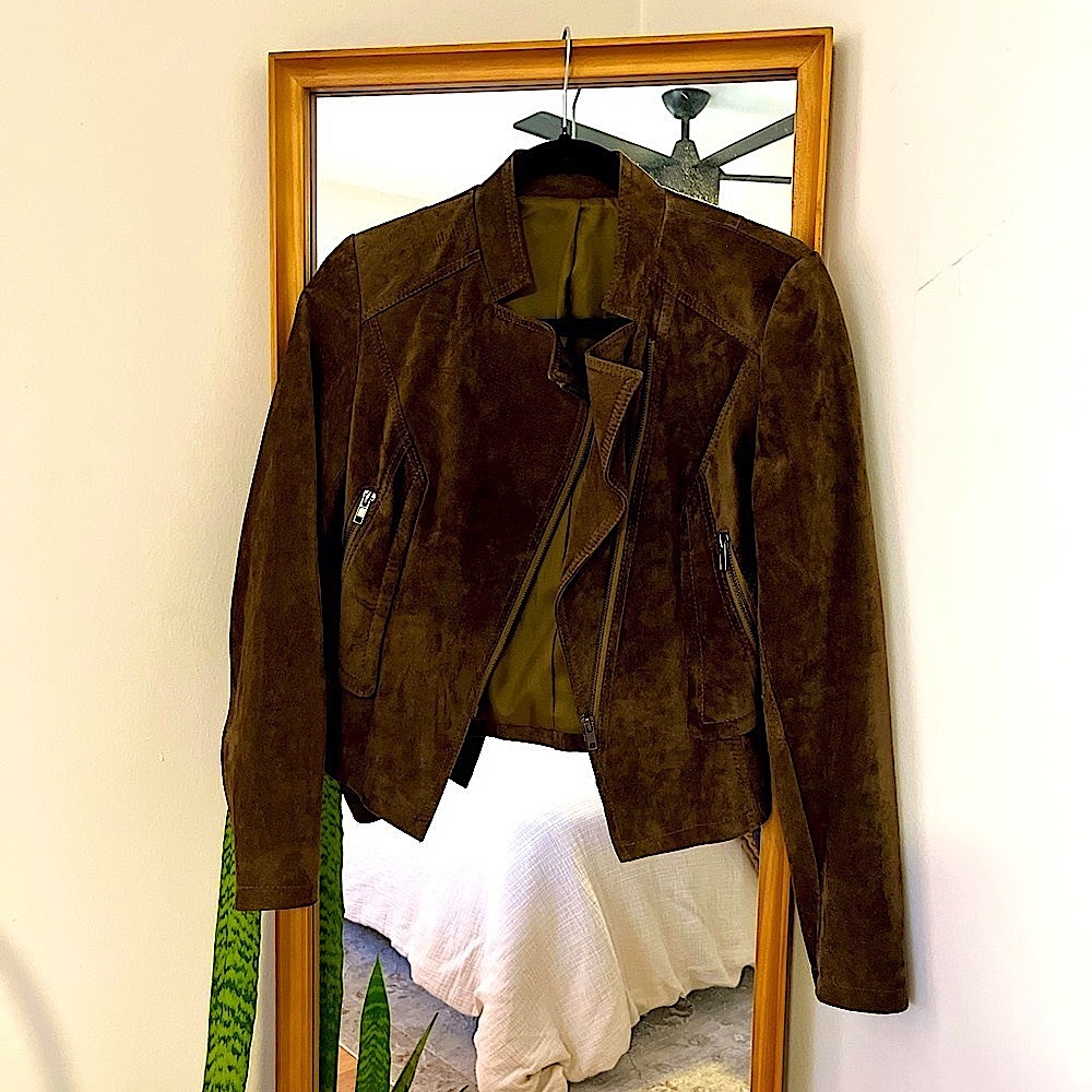 Gorgeous Olive Green REAL Suede Jacket